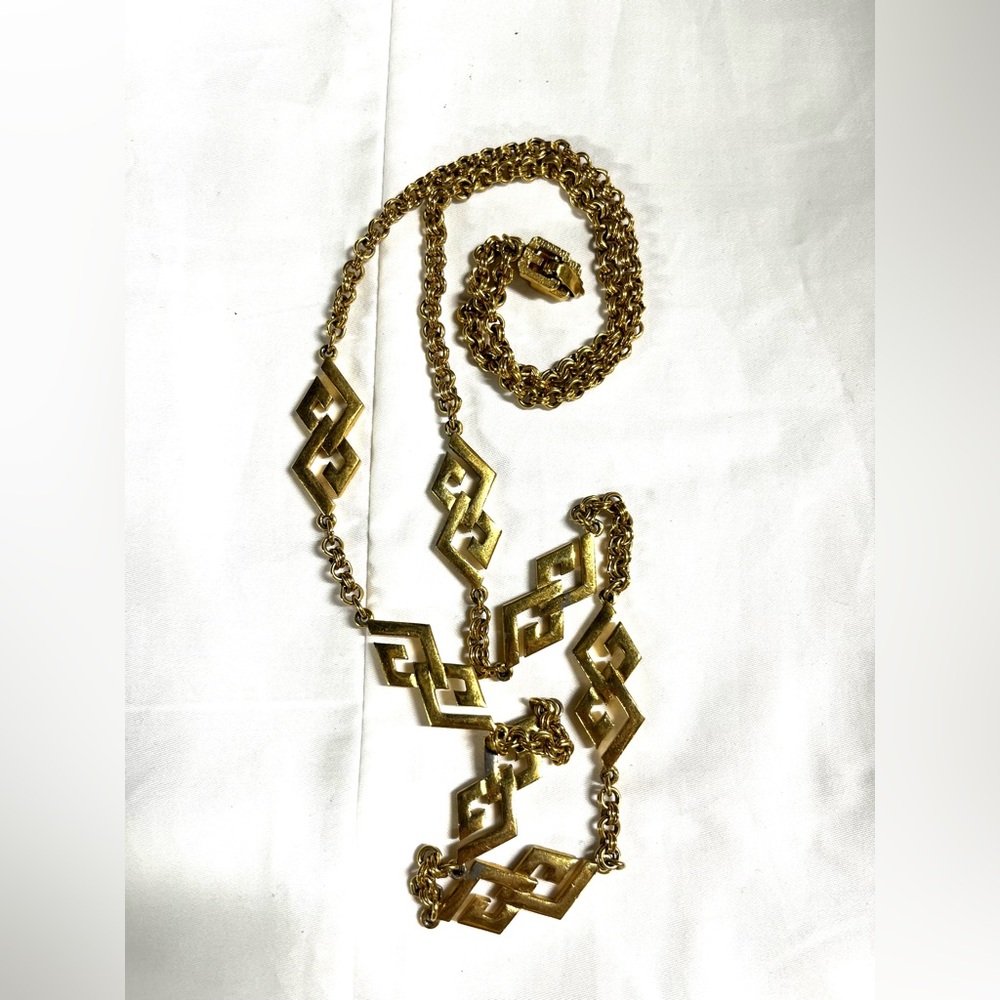 Givenchy Vintage Art-Deco Look Geometric Motifs Chain Necklace - Picture 13 of 16